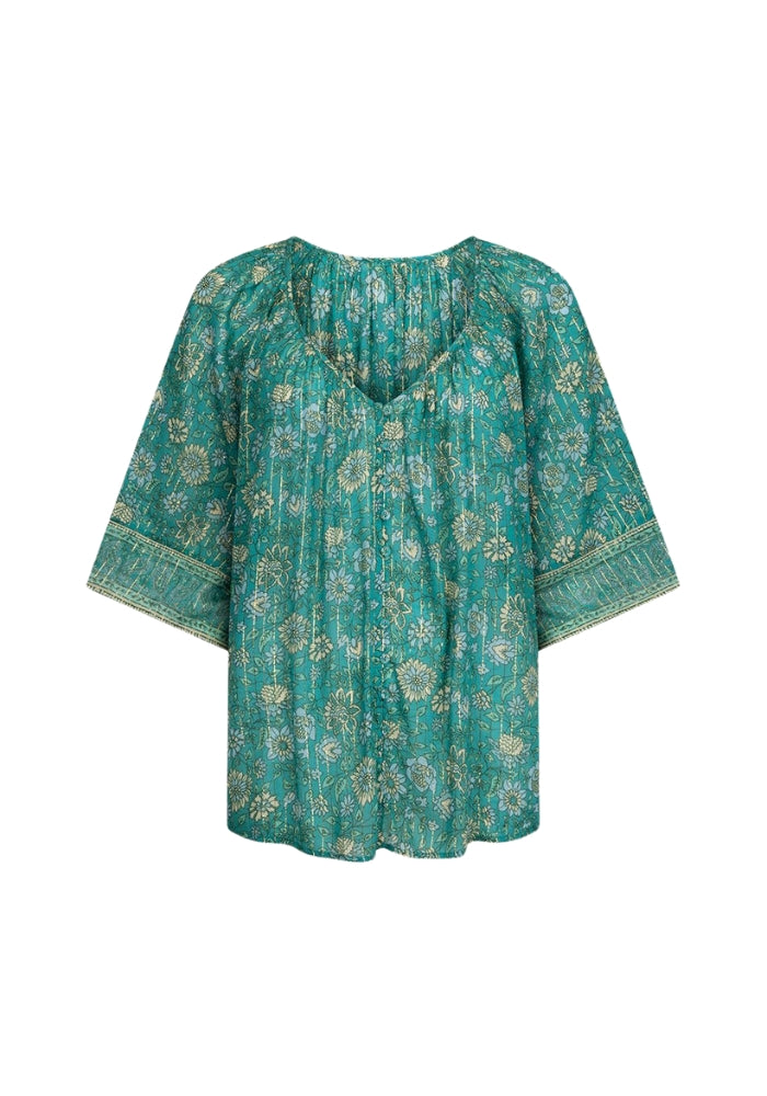 SPELL Elysian Short Sleeve Blouse - Jade