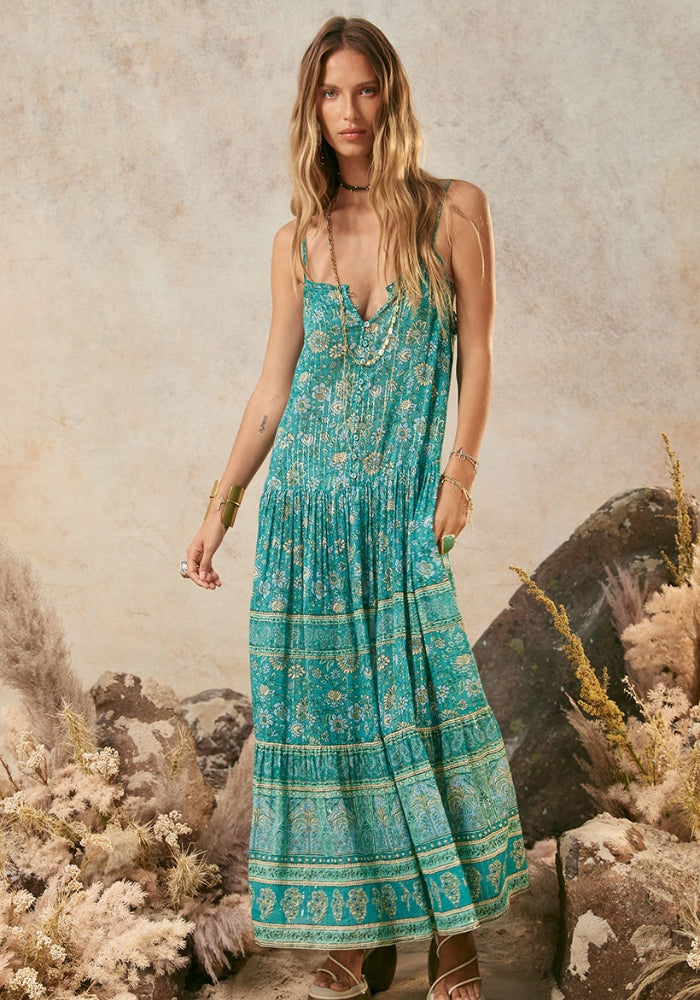 SPELL Elysian Strappy Maxi Dress - jade