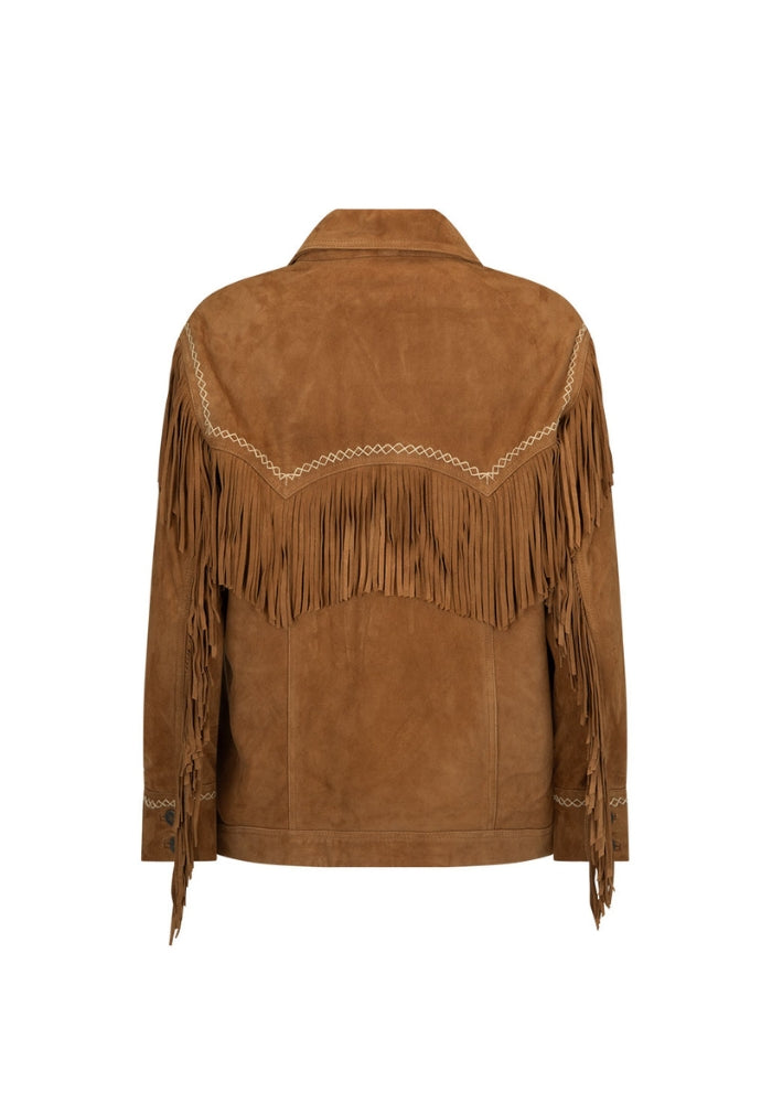 SPELL Fearless Heart Suede Fringe Jacket - Vintage Tan