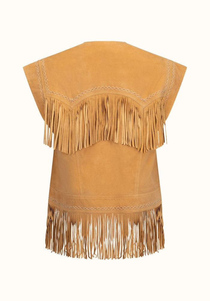 SPELL Fearless Heart Suede Fringe Vest - Sun Glow