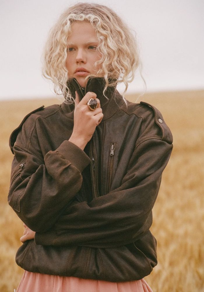 SPELL Fontaine Leather Bomber Jacket