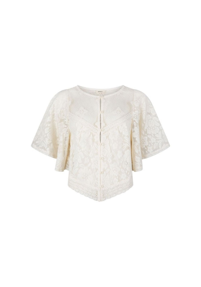 SPELL Free Love Lace Crop - Vintage Cream