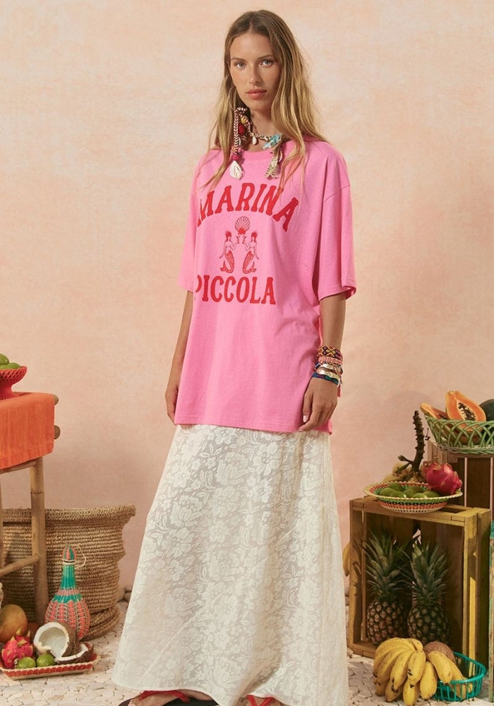 SPELL Marina Piccola Oversized Biker Tee - Cosmos Pink