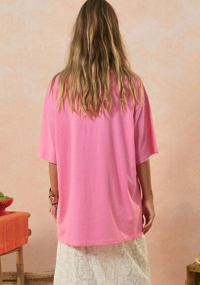 SPELL Marina Piccola Oversized Biker Tee - Cosmos Pink
