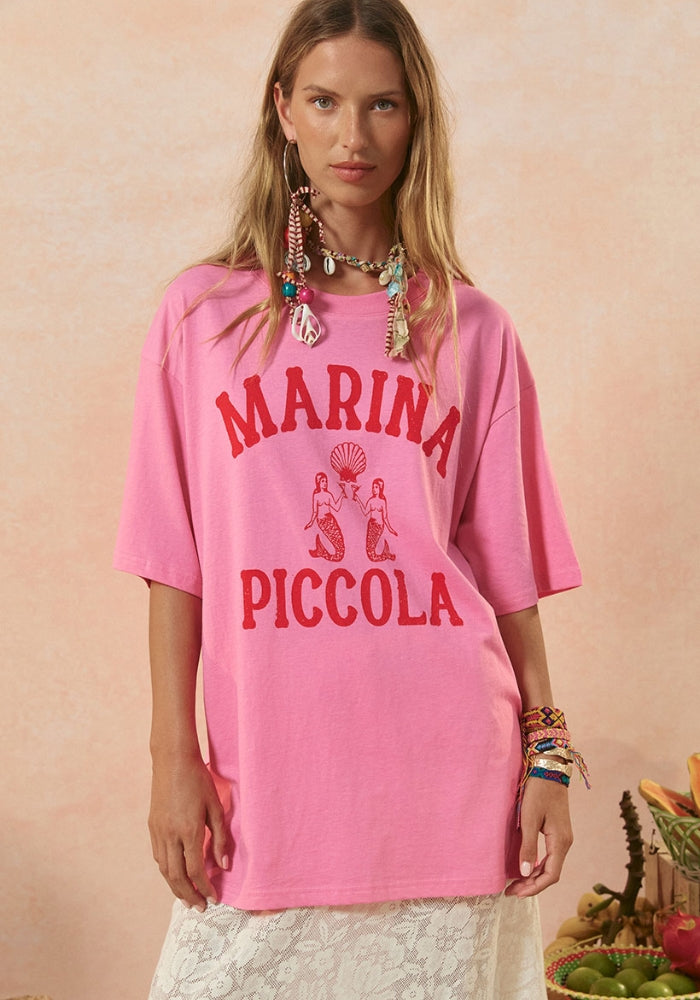 SPELL Marina Piccola Oversized Biker Tee - Cosmos Pink