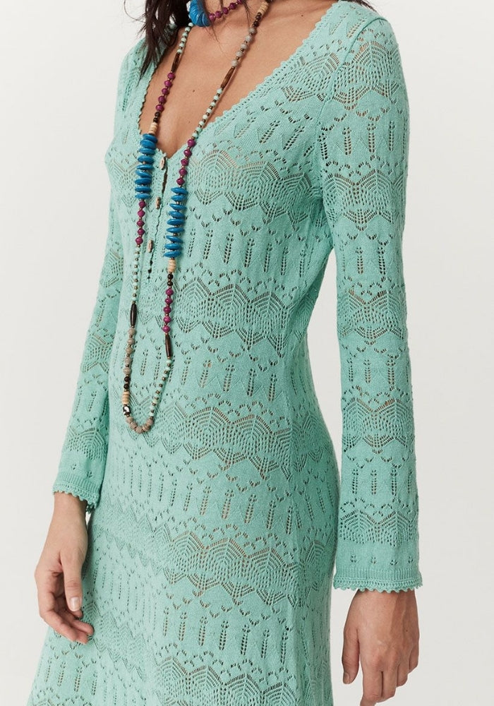 SPELL Siesta Pointelle Dress - Seafoam