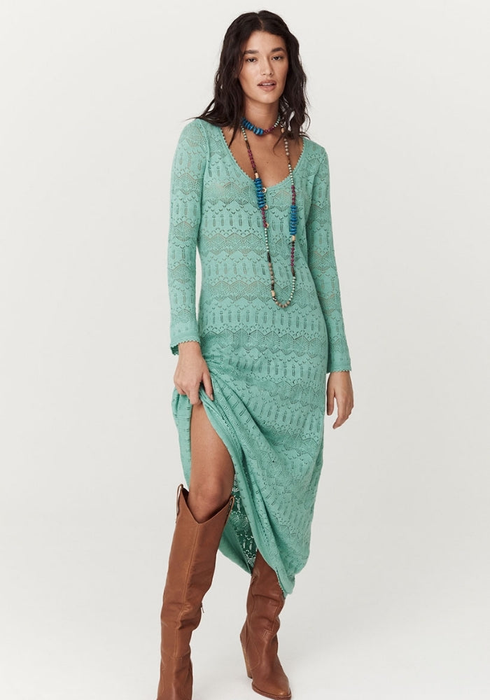 SPELL Siesta Pointelle Dress - Seafoam