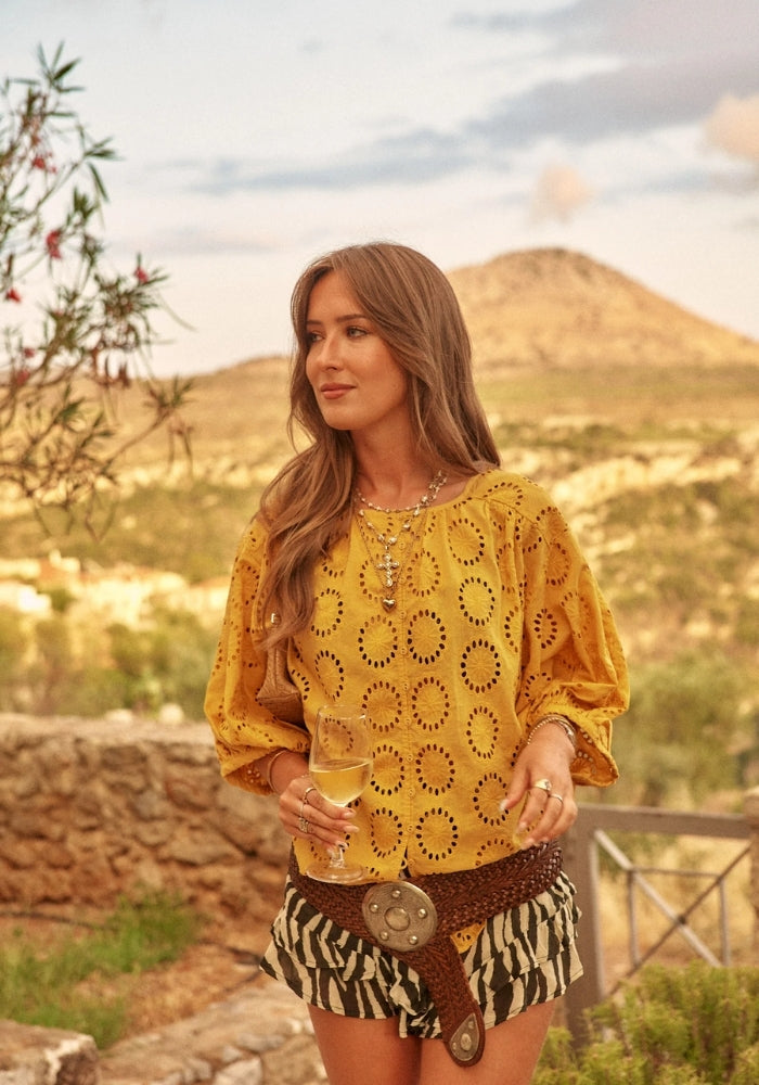 SPELL Yaya Lace Blouse - Golden Sun