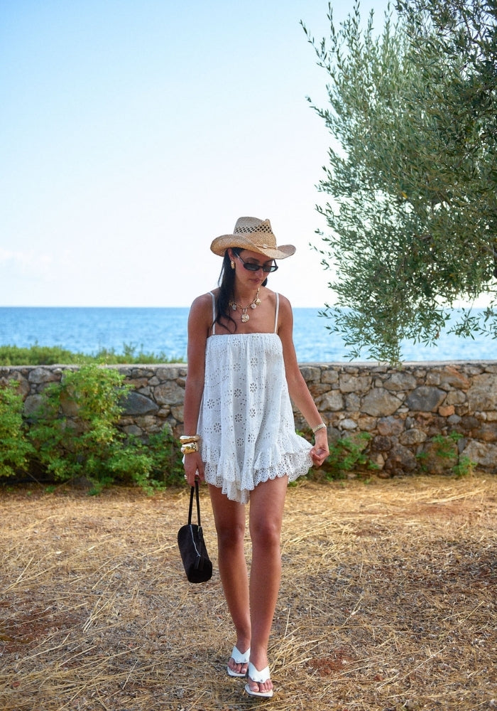 SPELL Yaya Lace Scarf Mini Dress - Antique White