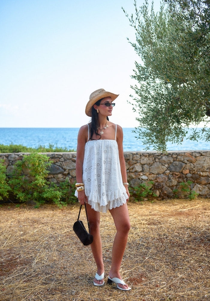 SPELL Yaya Lace Scarf Mini Dress - Antique White