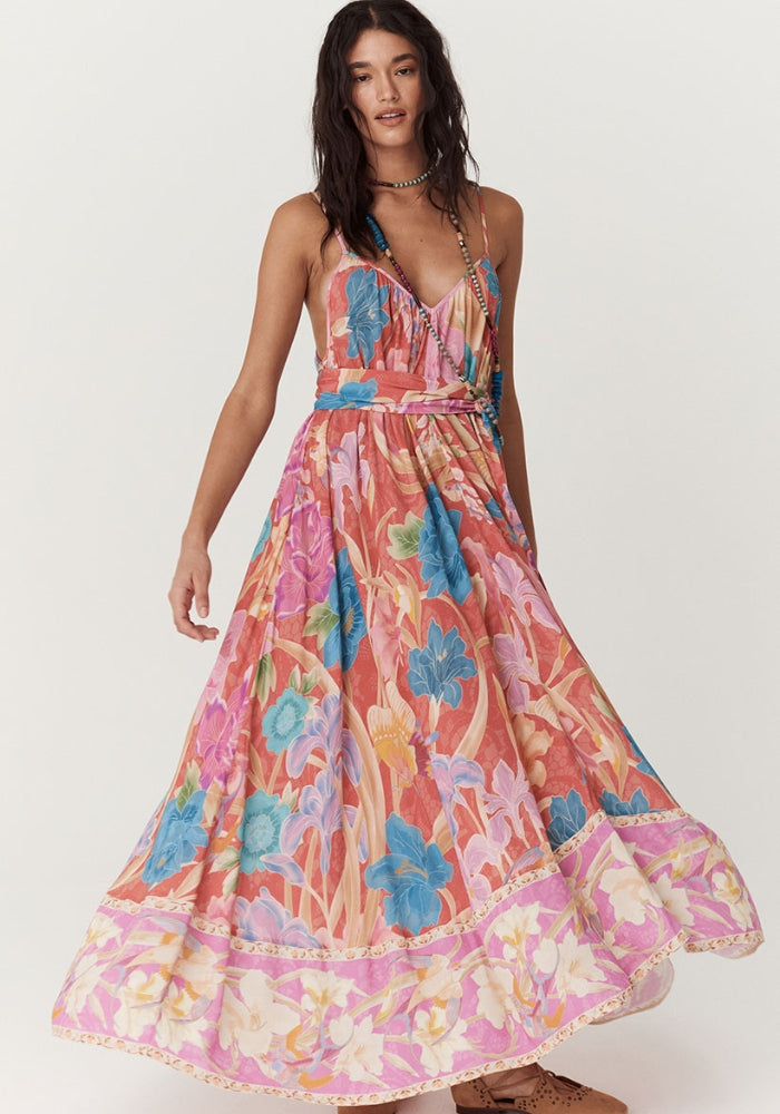 SPELL Painters Garden Strappy Maxi Dress - Crimson