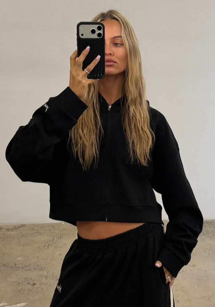 Ssaint Cropped Hoodie  - Black & Butter