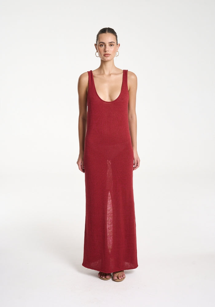 SUMMI SUMMI Knit Maxi Dress - Carmine Red