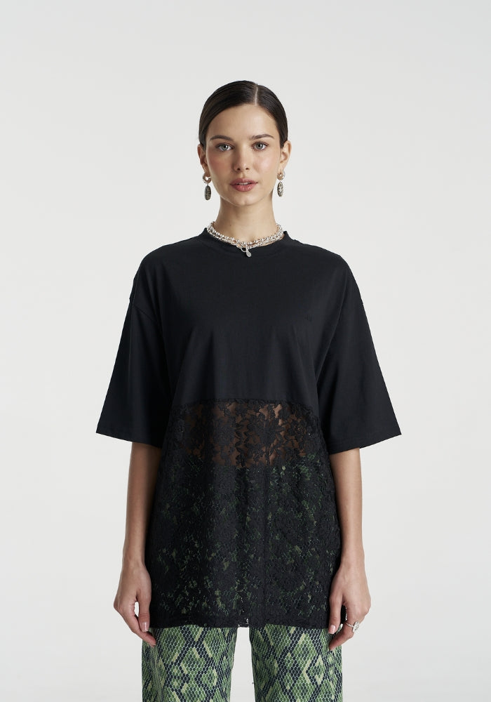 SUMMI SUMMI Lace Panel Tee - Black 