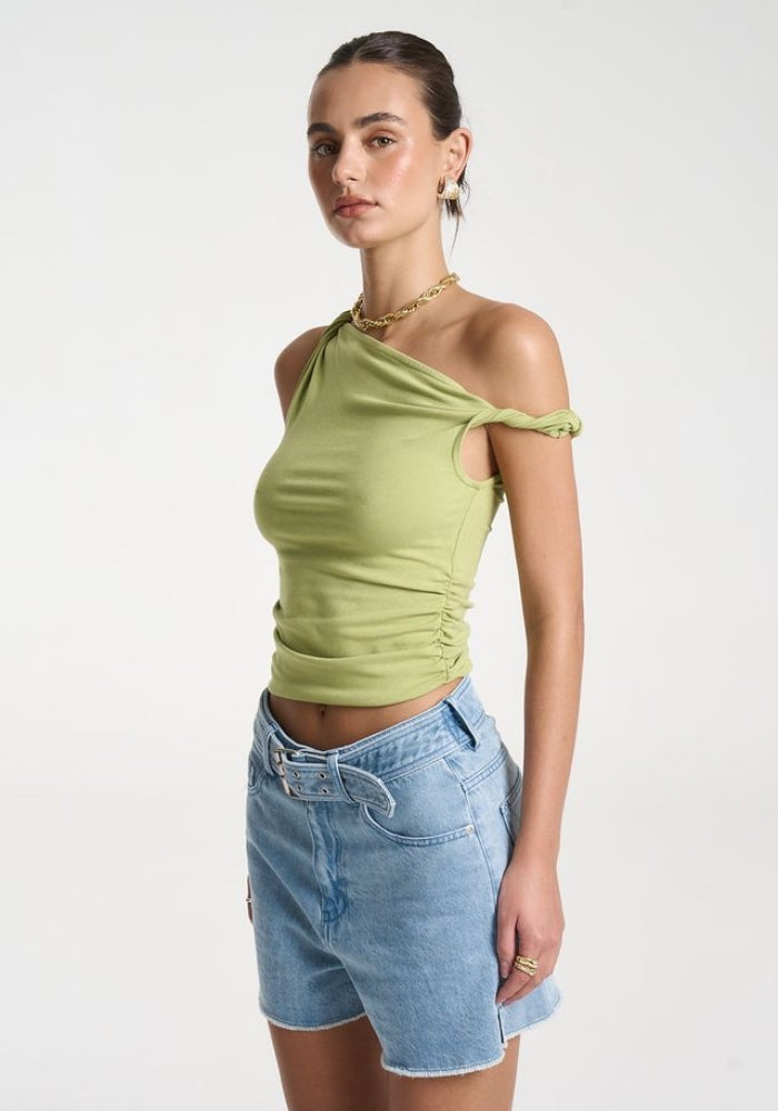 SUMMI SUMMI  Twist off shoulder top - Apple