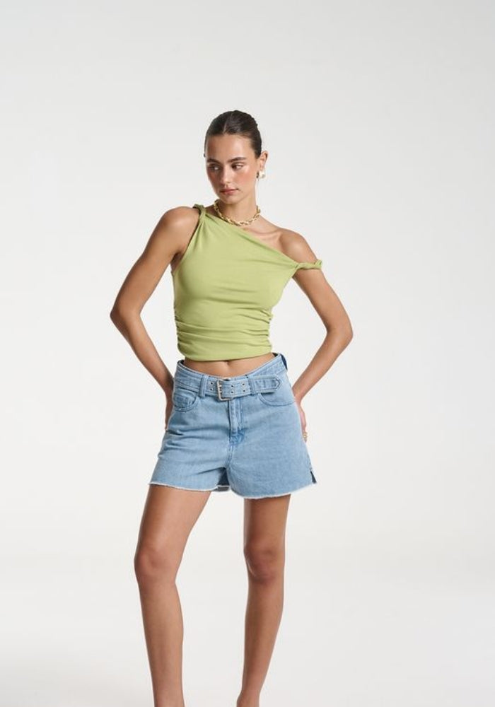 SUMMI SUMMI  Twist off shoulder top - Apple