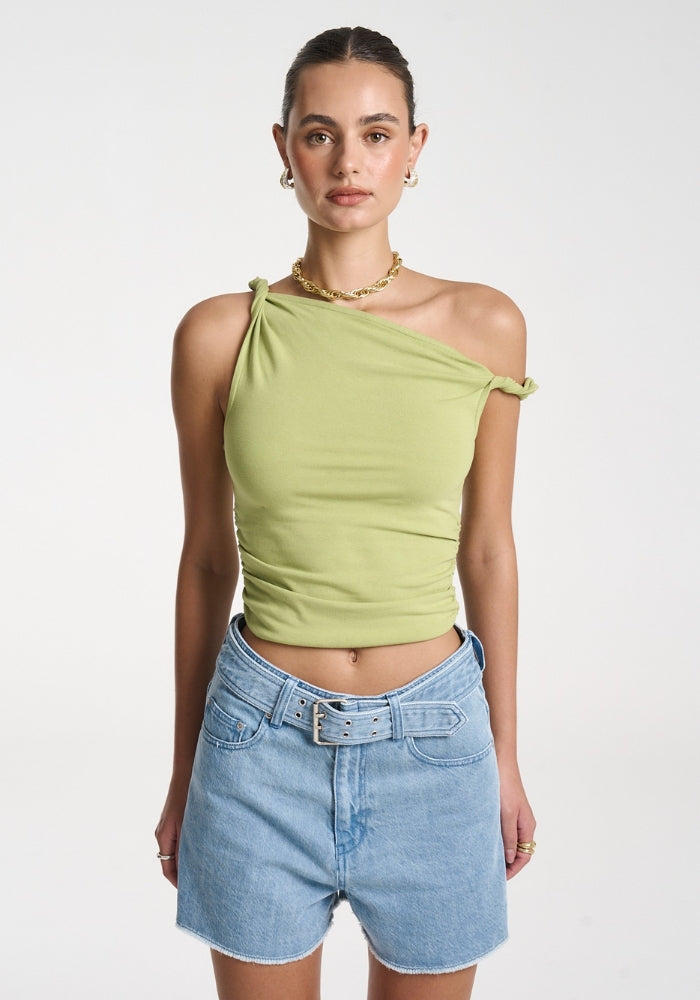 SUMMI SUMMI  Twist off shoulder top - Apple