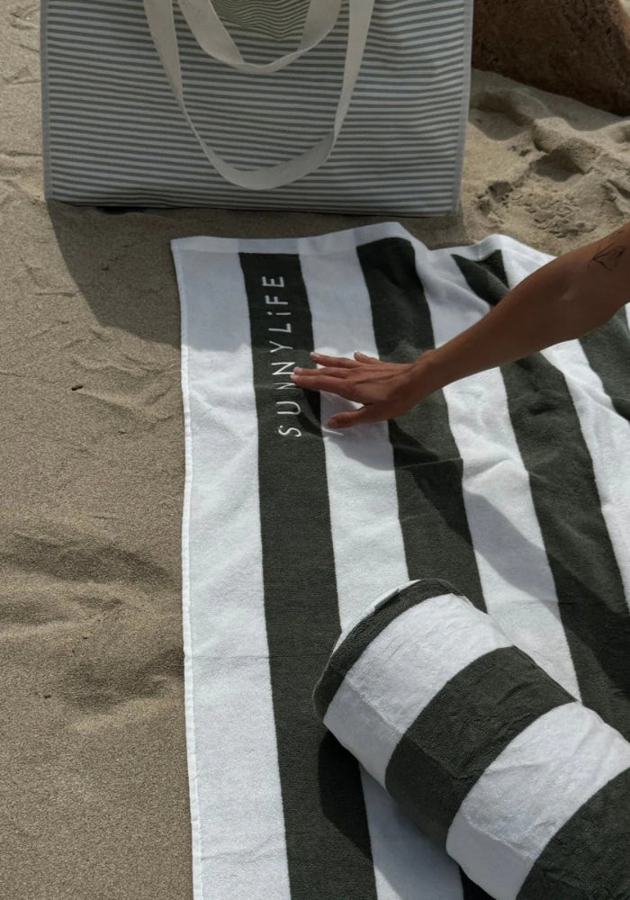 SUNNYLIFE Luxe Towel - Olive Stripe
