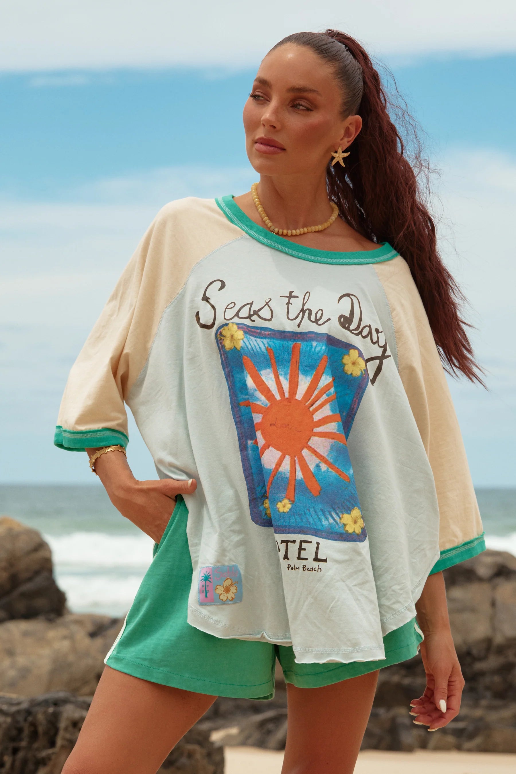 SABBI The Seas The Day  Raglan - Sky