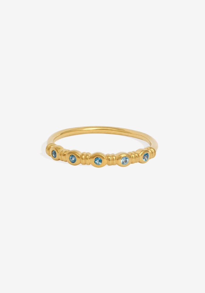 TEMPLE OF THE SUN Aqua Ring - Gold 