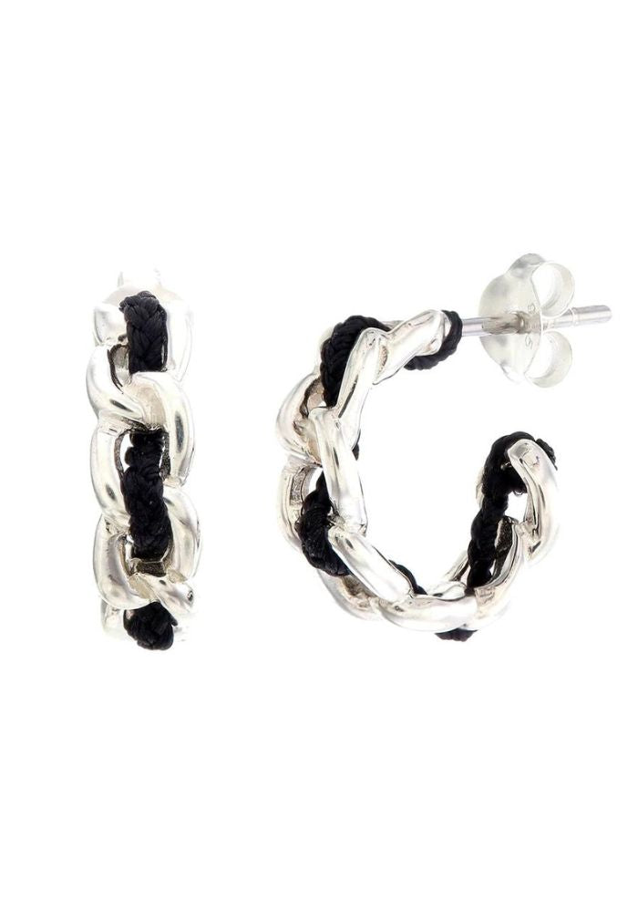 Tiger Frame Silver Holiday Hoops- Black