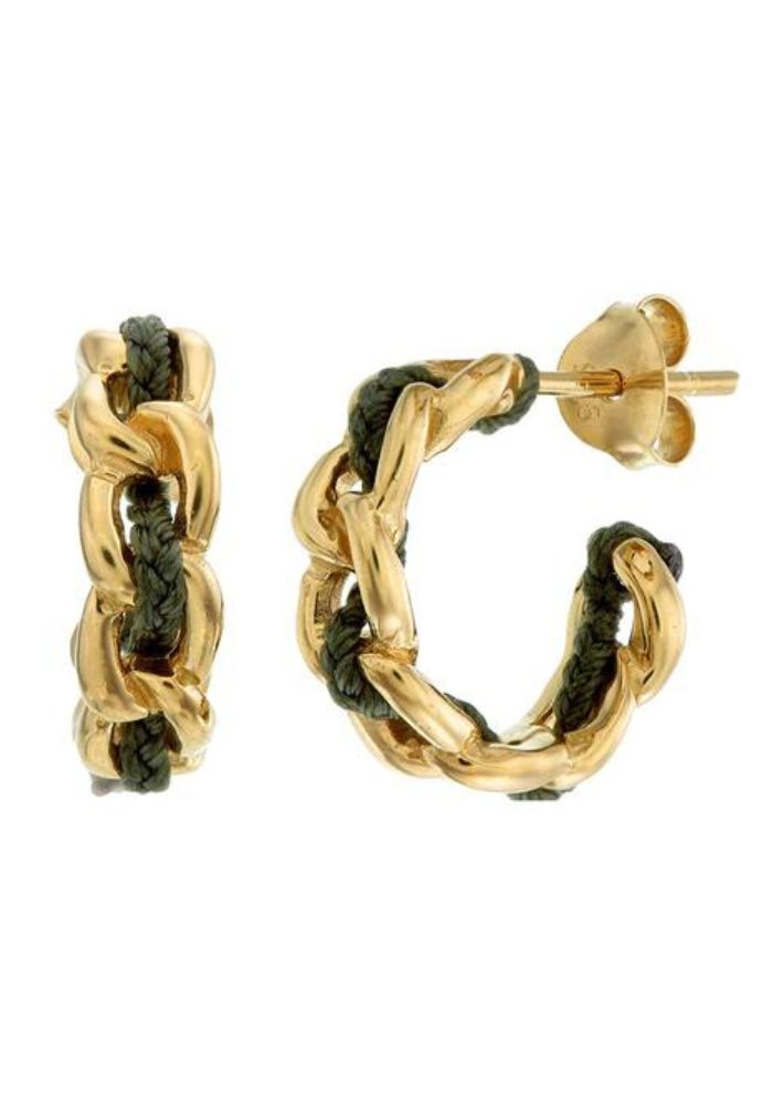 Tiger Frame Gold Holiday Hoops- Olive