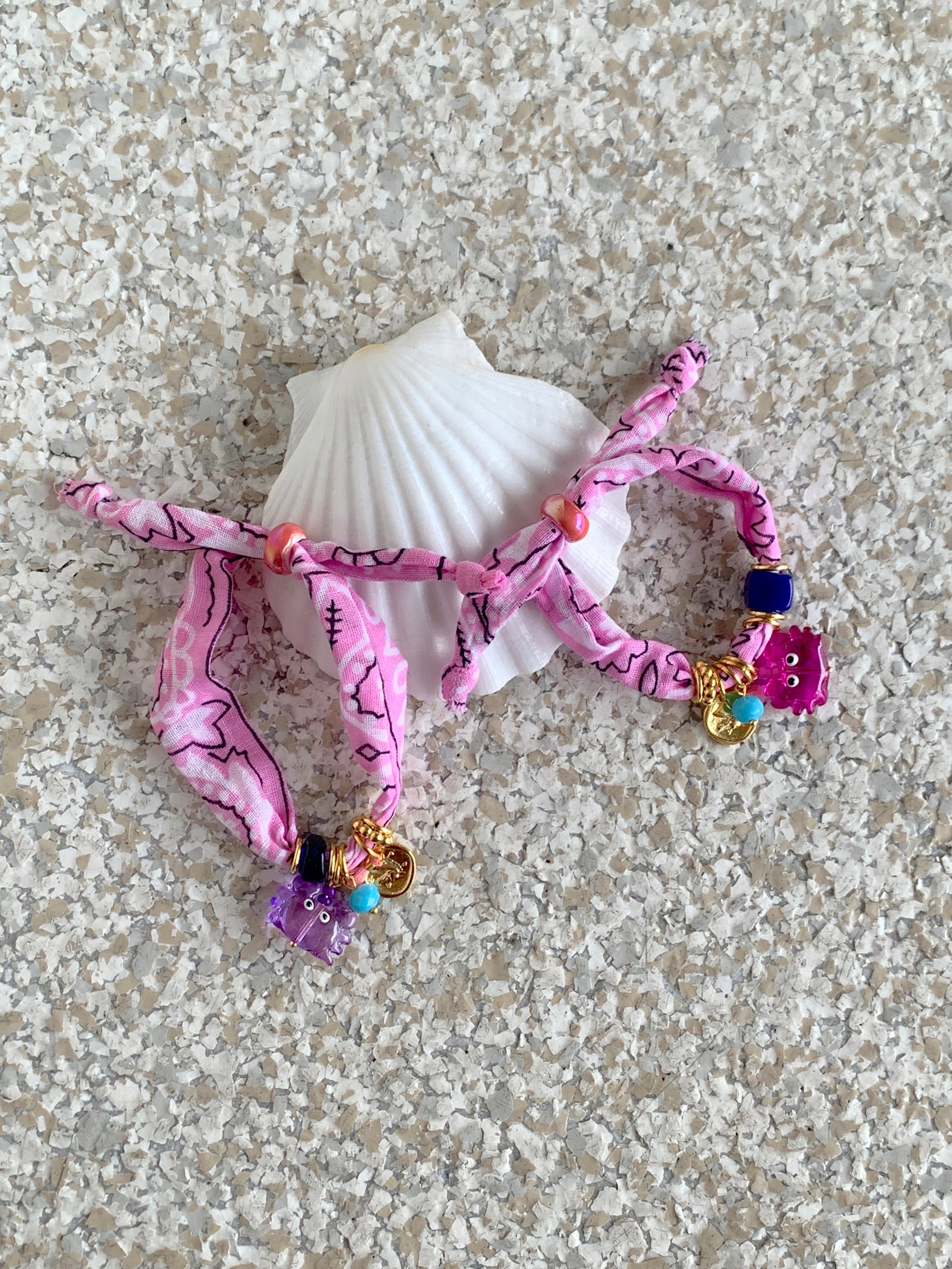Pink Bandana Bracelet - Lilac Crab