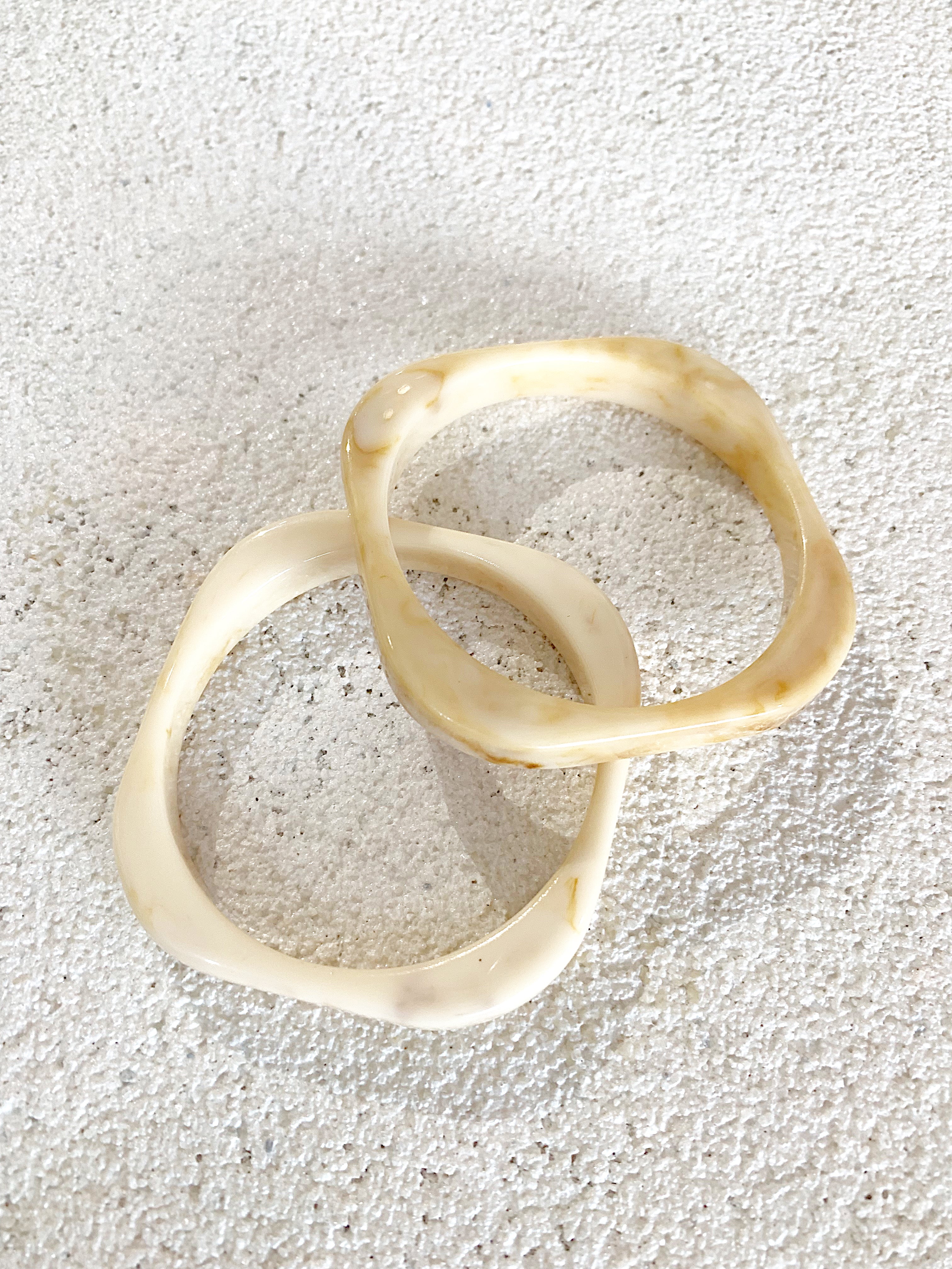 Cream Squared Resin Bangle