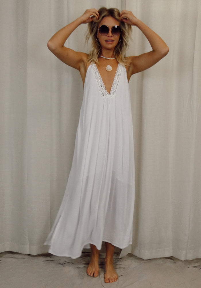 Temple Backless Maxi Dress - White