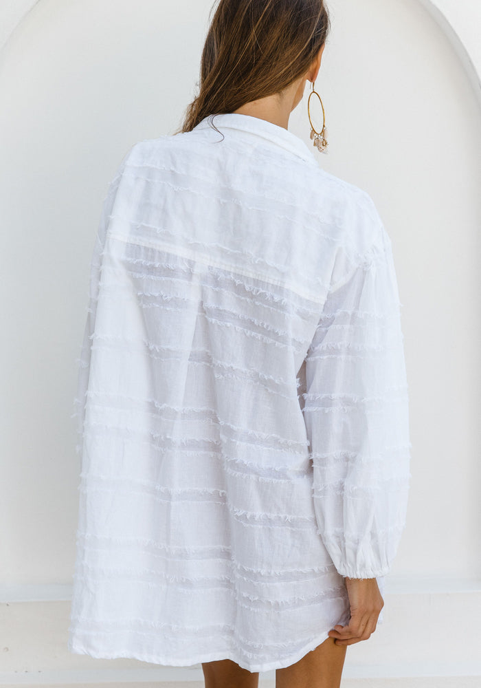 Capri Shirt Dress - Frayed White
