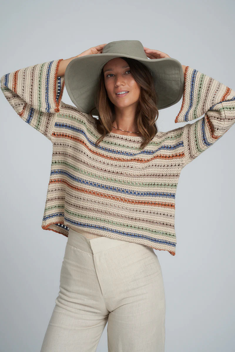 Collectiva Stripe Knit Top- Desert