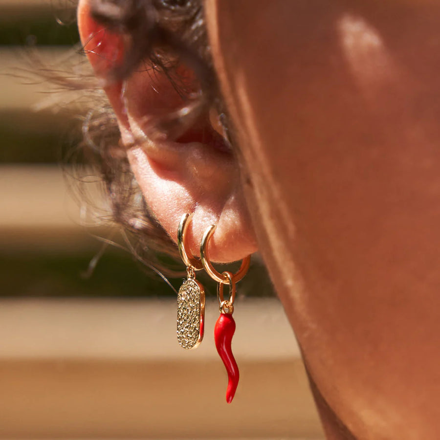 Cornicello Red Double Charm Earring