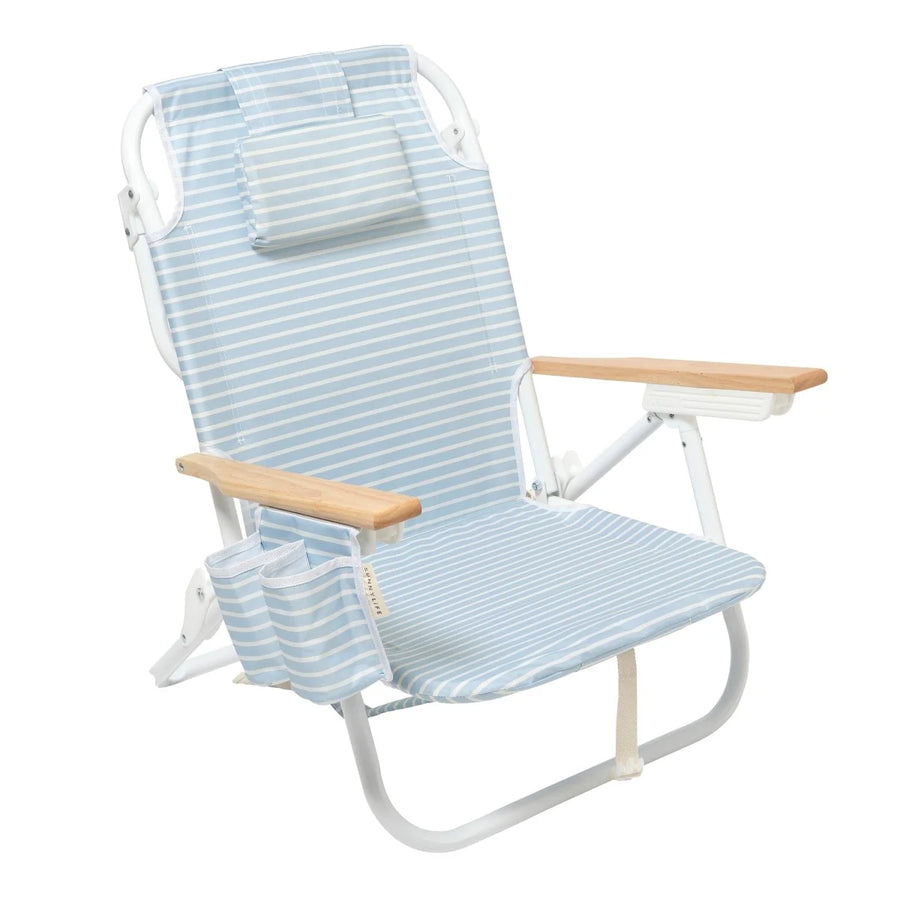 Deluxe Beach Chair - Blue Stripe