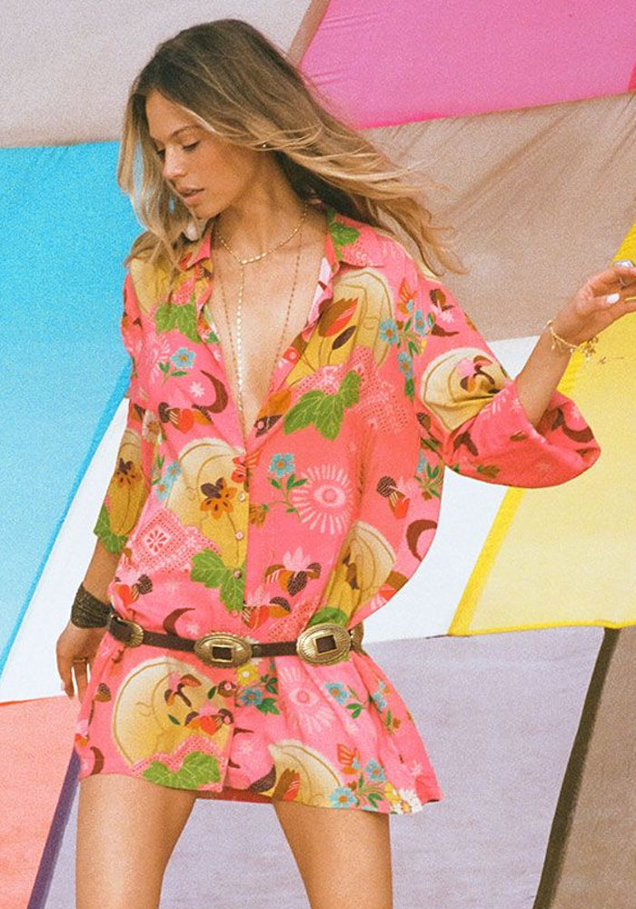 SPELL Libertine Shirt Dress - Cayenne