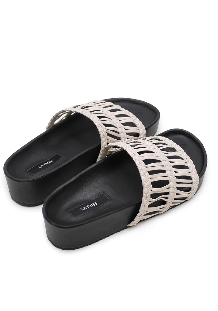 LA TRIBE FOOTWEAR Lou Platform Slide Black/Mist – White Bohemian