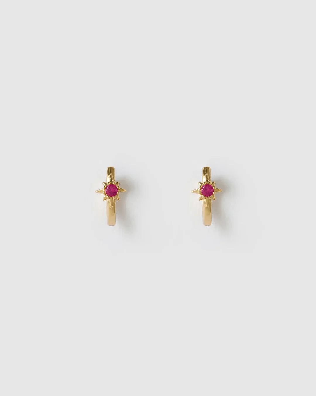 Nova Gold Huggie Earrings - Ruby