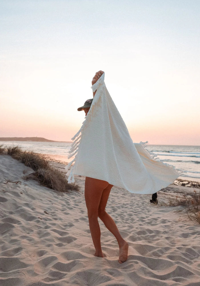 SALTY SHADOWS Cream Cotton Traveller Terry Towel