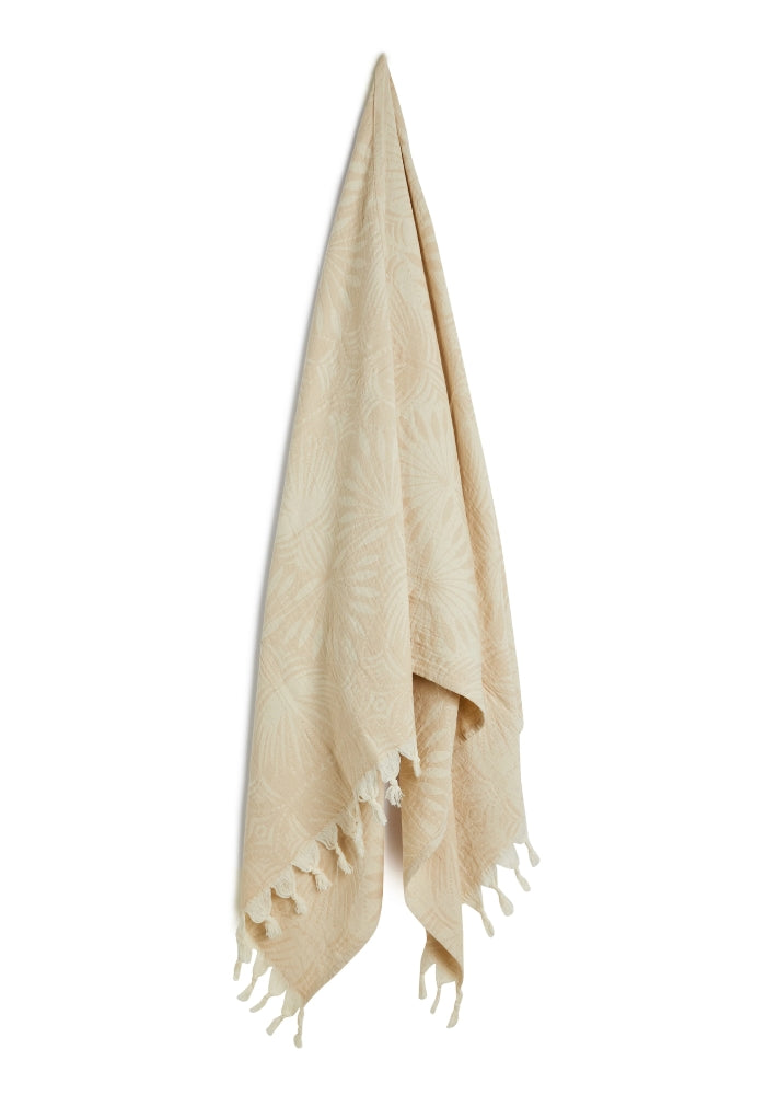 Frond Pattern Turkish Towel - Beige