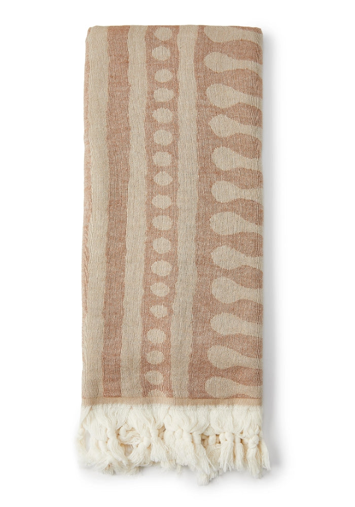 Stripe Two Tone Turkish Towel  - Brown