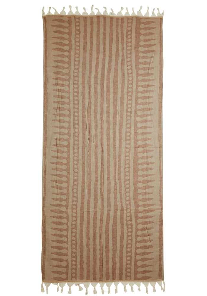 Stripe Two Tone Turkish Towel  - Brown