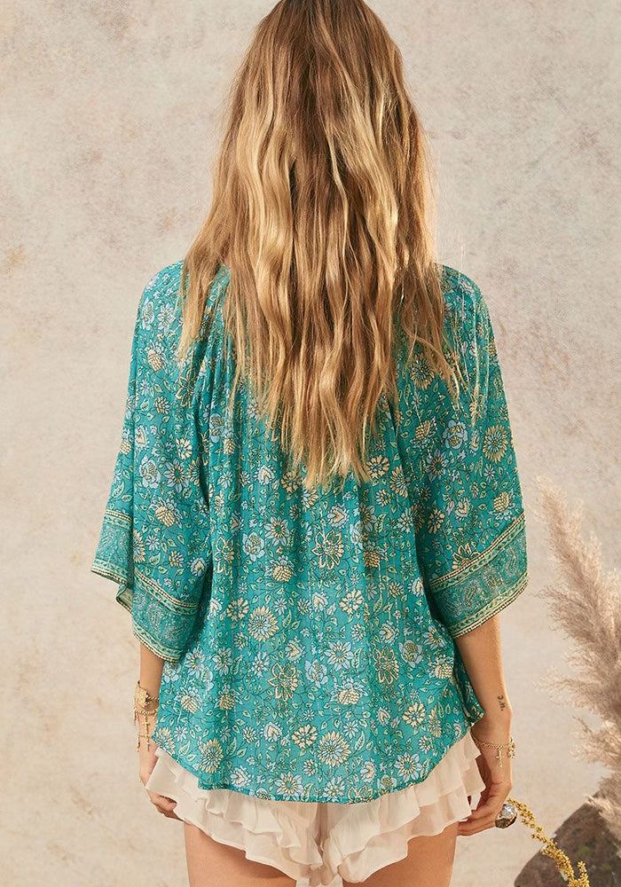 SPELL Elysian Short Sleeve Blouse - Jade