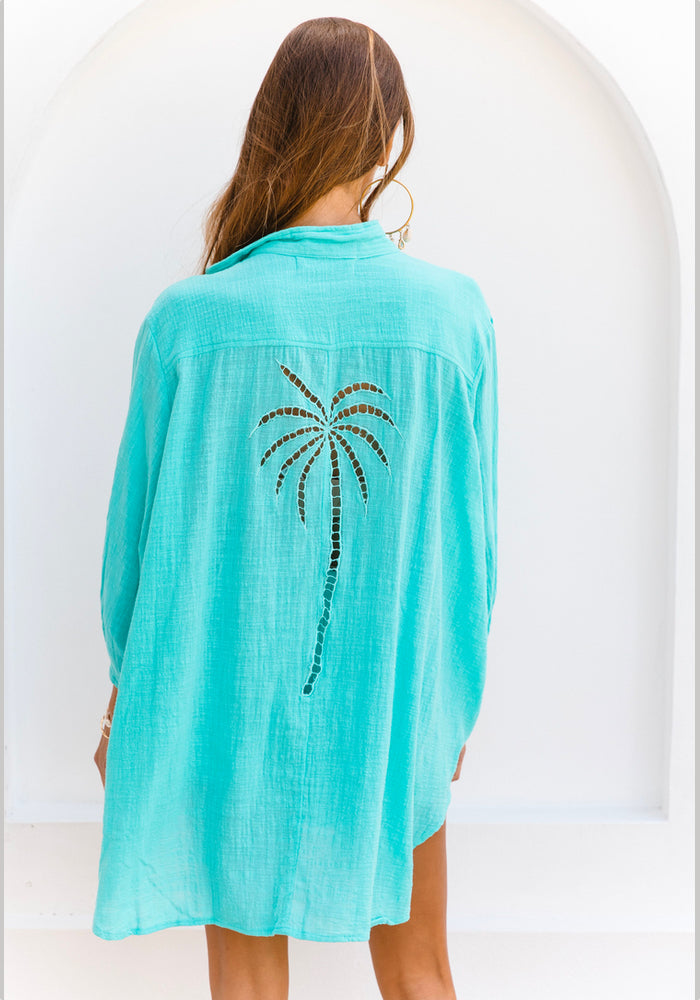 WS 3 Palms Shirt  - Turquoise