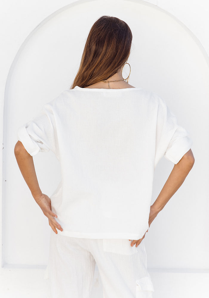 Slouchy Oversized Top - White
