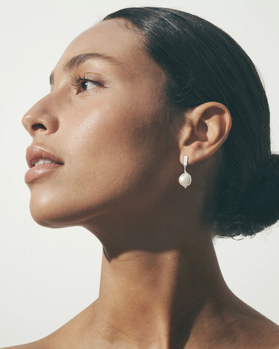Baroque Pearl Earrings- Silver