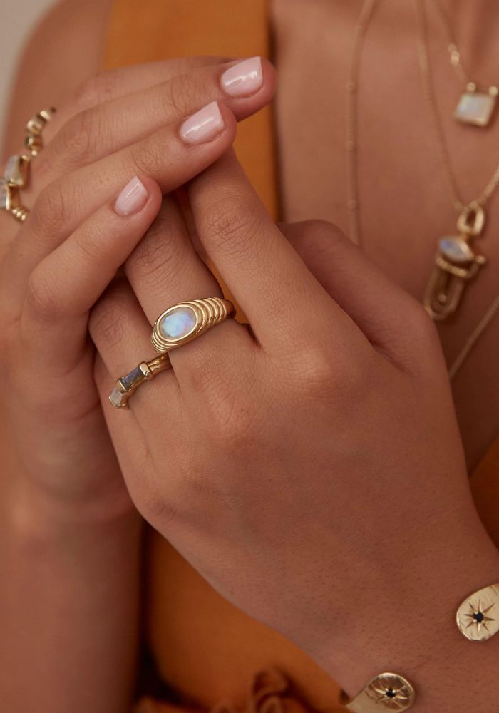 Toni May Iris Moonstone Gold Ring