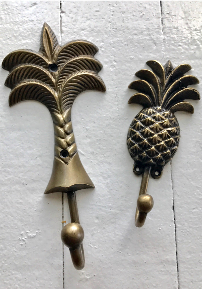 Palm Tree or Pineapple Brass Hook