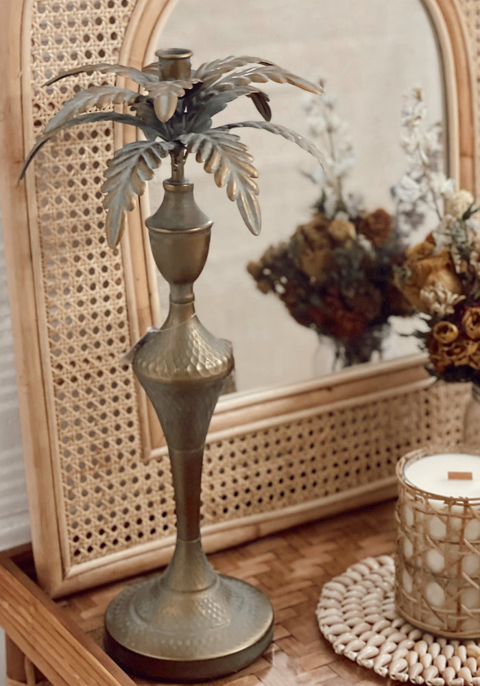 Palm Candle Holder - Brass