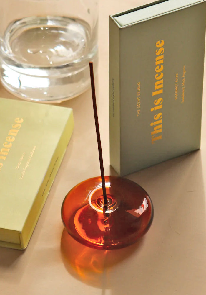 Glass Incense Holder - Amber