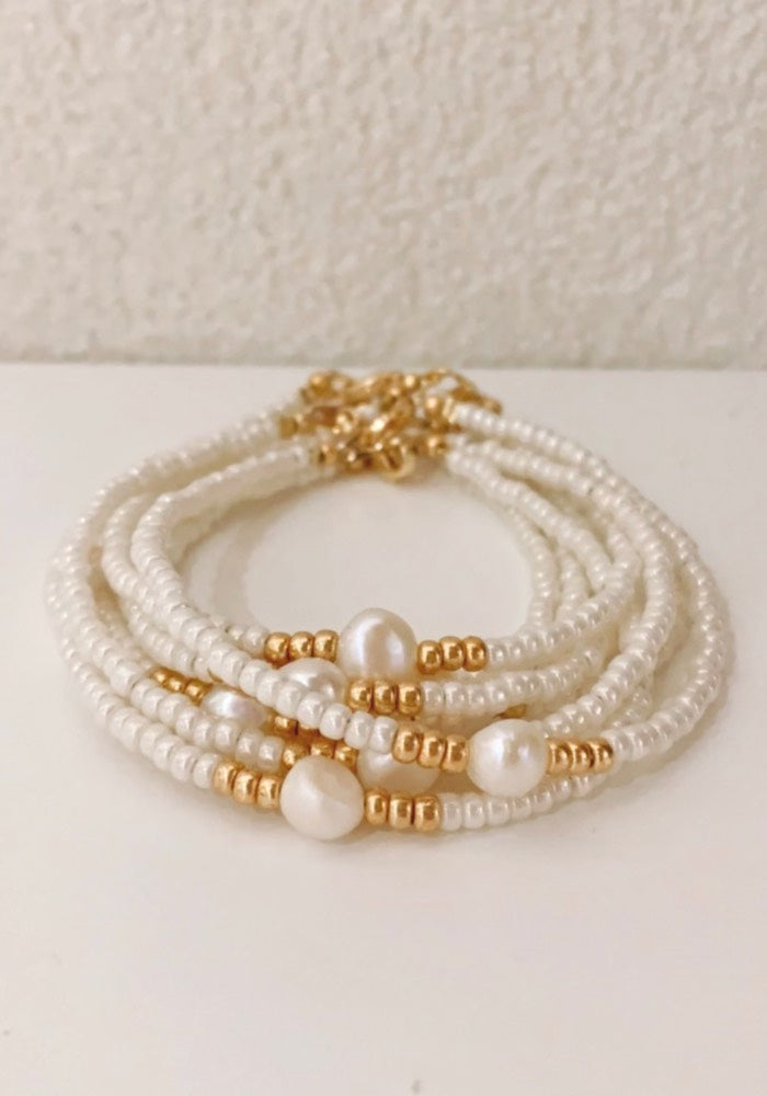 Bahama Seed Bead Pearl Bracelet - Natural
