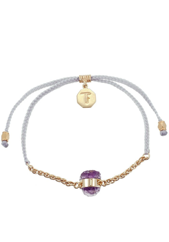 Tiger Frame Gold Chain & Cord - Pale Grey with Amethyst